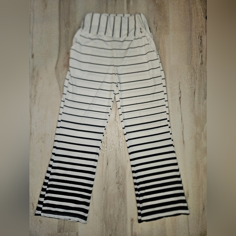 Amazon Black White Striped Wide Leg Soft Palazzo Pants Medium Lounge  Pockets